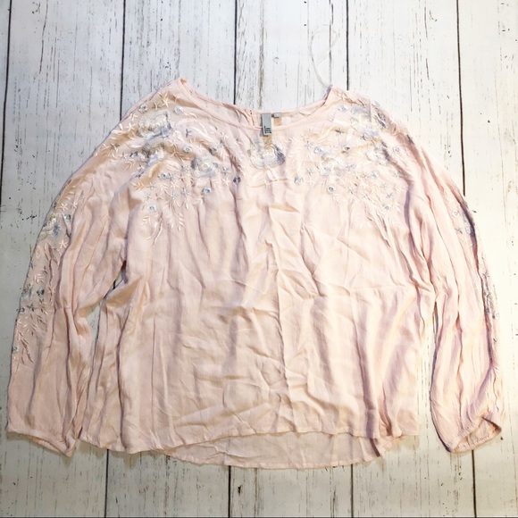 Kut from the Kloth light pink floral floral long sleeve blouse top XL - Picture 1 of 8